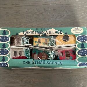 Shiny Brite Christmas Village Scenes 6 piece set